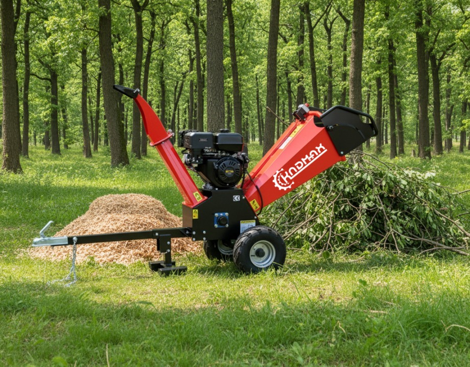 GC155-2 5inch E-start RATO 420cc Gasoline Engine Powered 360 Degrees Rotating Discharge Chute And Foldable Feeding Chute Drum Wood Chipper 