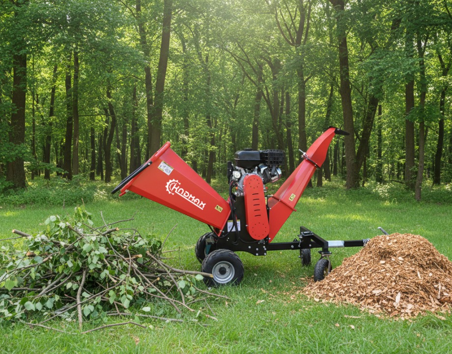 GC156 6inch E-start RATO 420cc Gasoline Engine Powered 360 Degrees Rotating Discharge Chute 4 - Wheel Drum Wood Chipper 